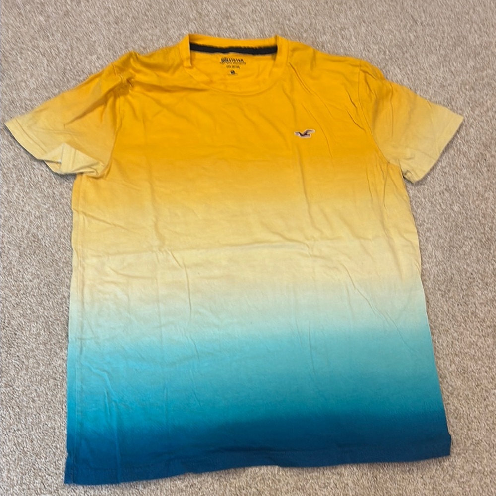 Hollister Yellow and Blue Men's Shirt